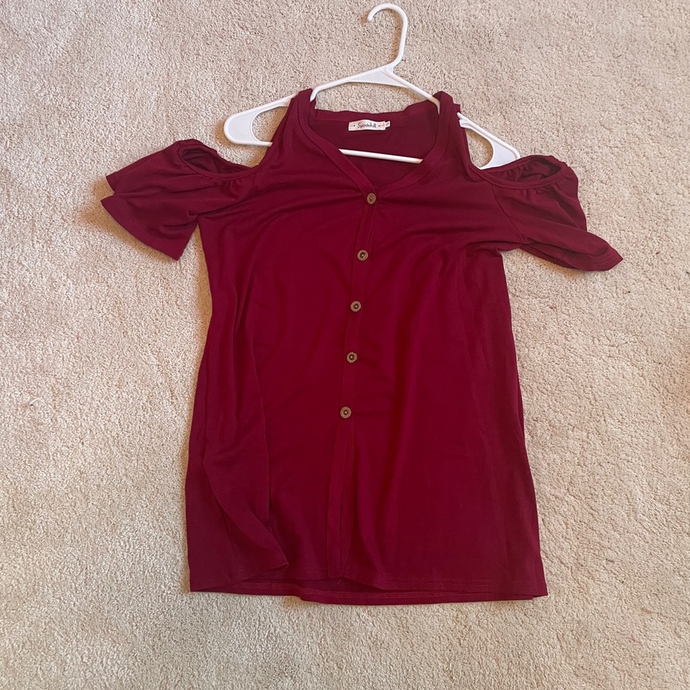 Red cold shoulder tunic